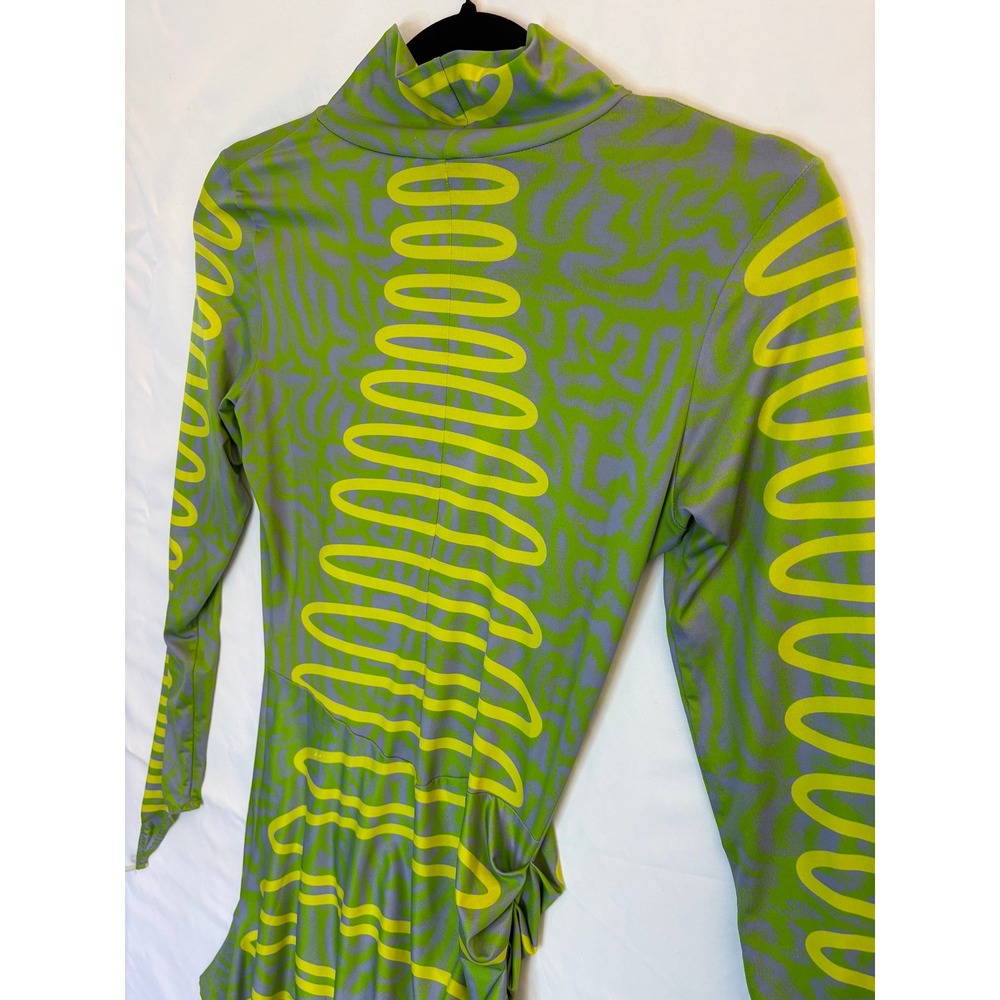 Maisie Wilen Orbit City Midi Dress Medium Green Long Sleeve Stretch USA - Picture 9 of 10